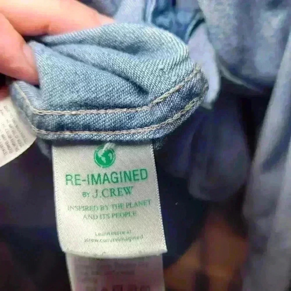 J crew relaxed preal snap button up 100% cotton size 8 - Picture 6 of 7